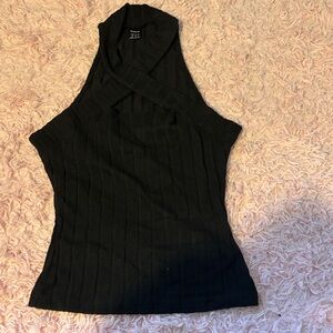 SHEIN Black Ribbed Halter Top